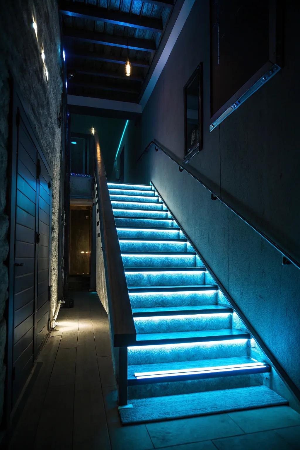 Create a futuristic look with under-step lighting.