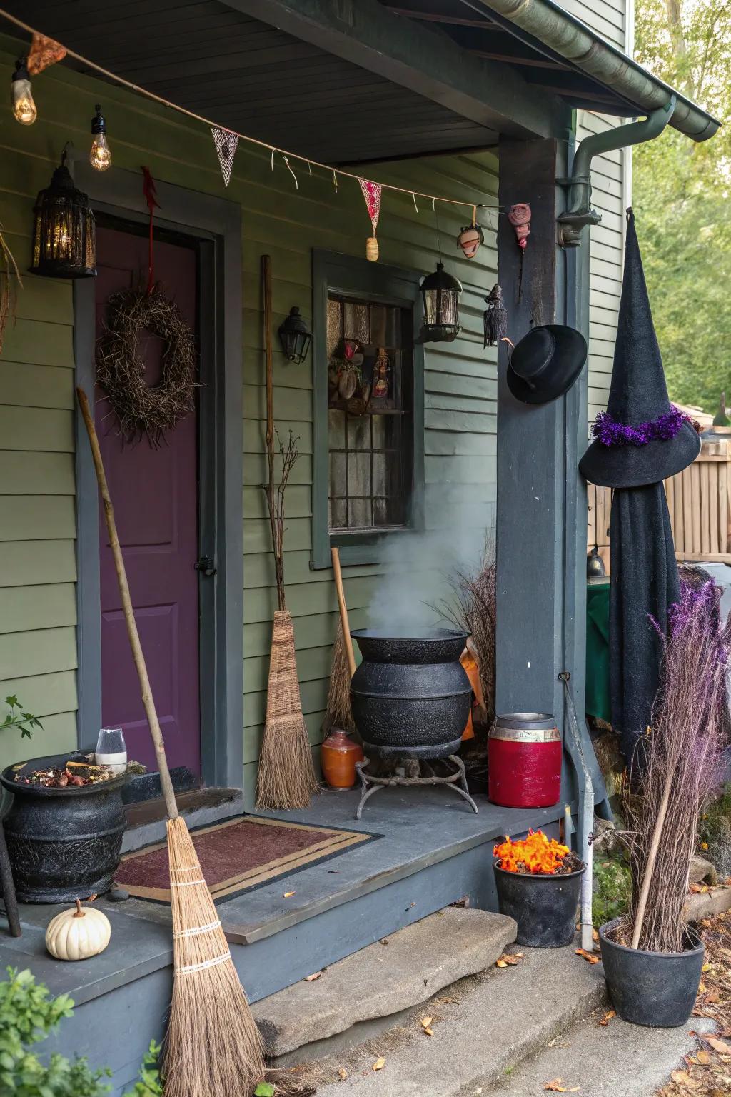 A witch's lair welcomes guests with a touch of magic.