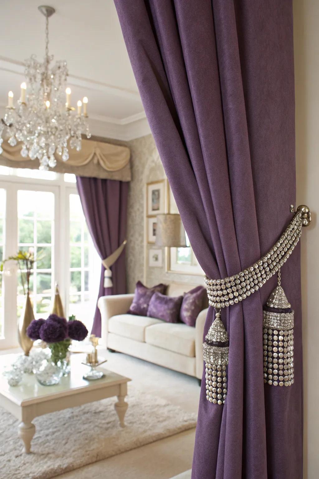 Curtain tiebacks that add a touch of drama.