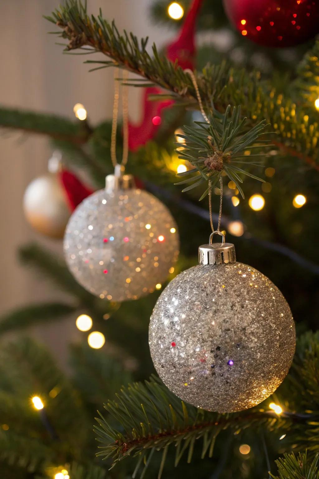 Shimmer-laden ornaments deliver radiance and sparkle to your decorations.