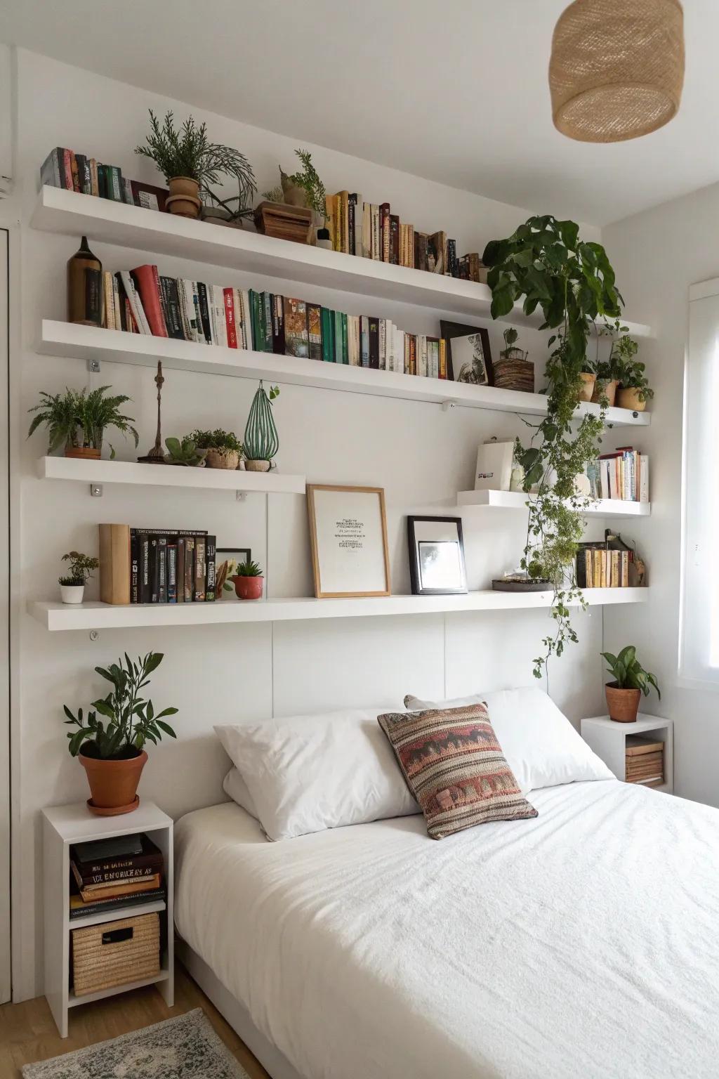 Smart storage keeps clutter at bay in this clean bedroom.