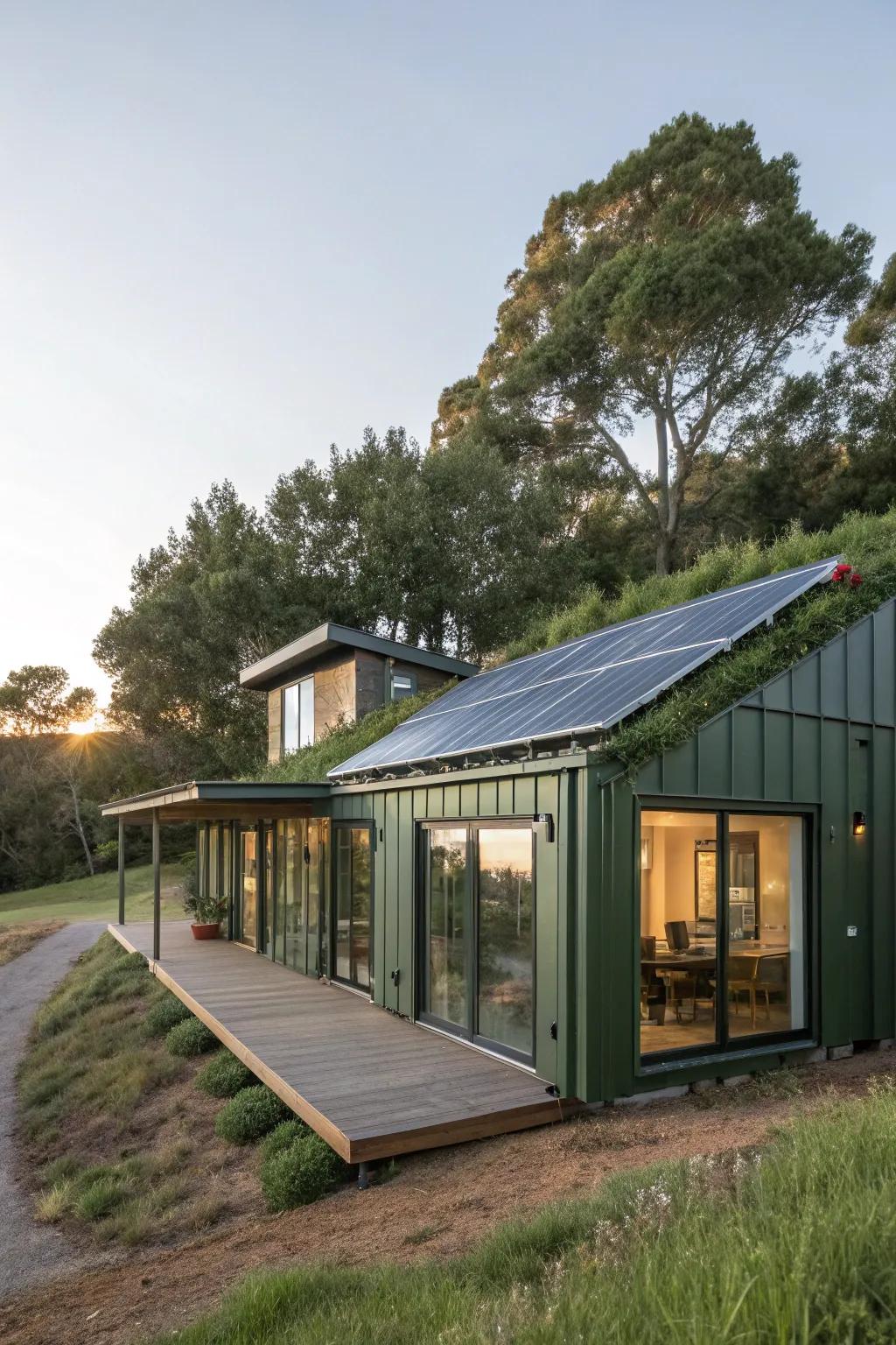 A sustainable container home featuring eco-friendly design elements.