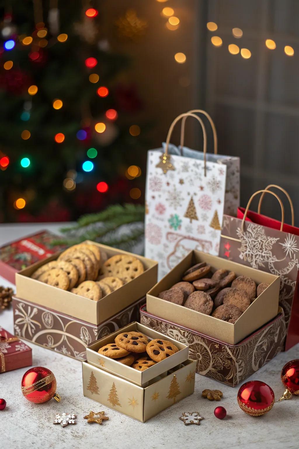 Charming packaging options for cookie takeaways.