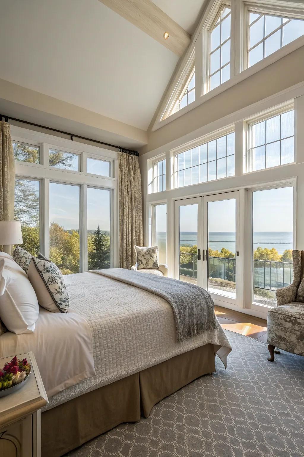 Large windows invite light and connect with nature.