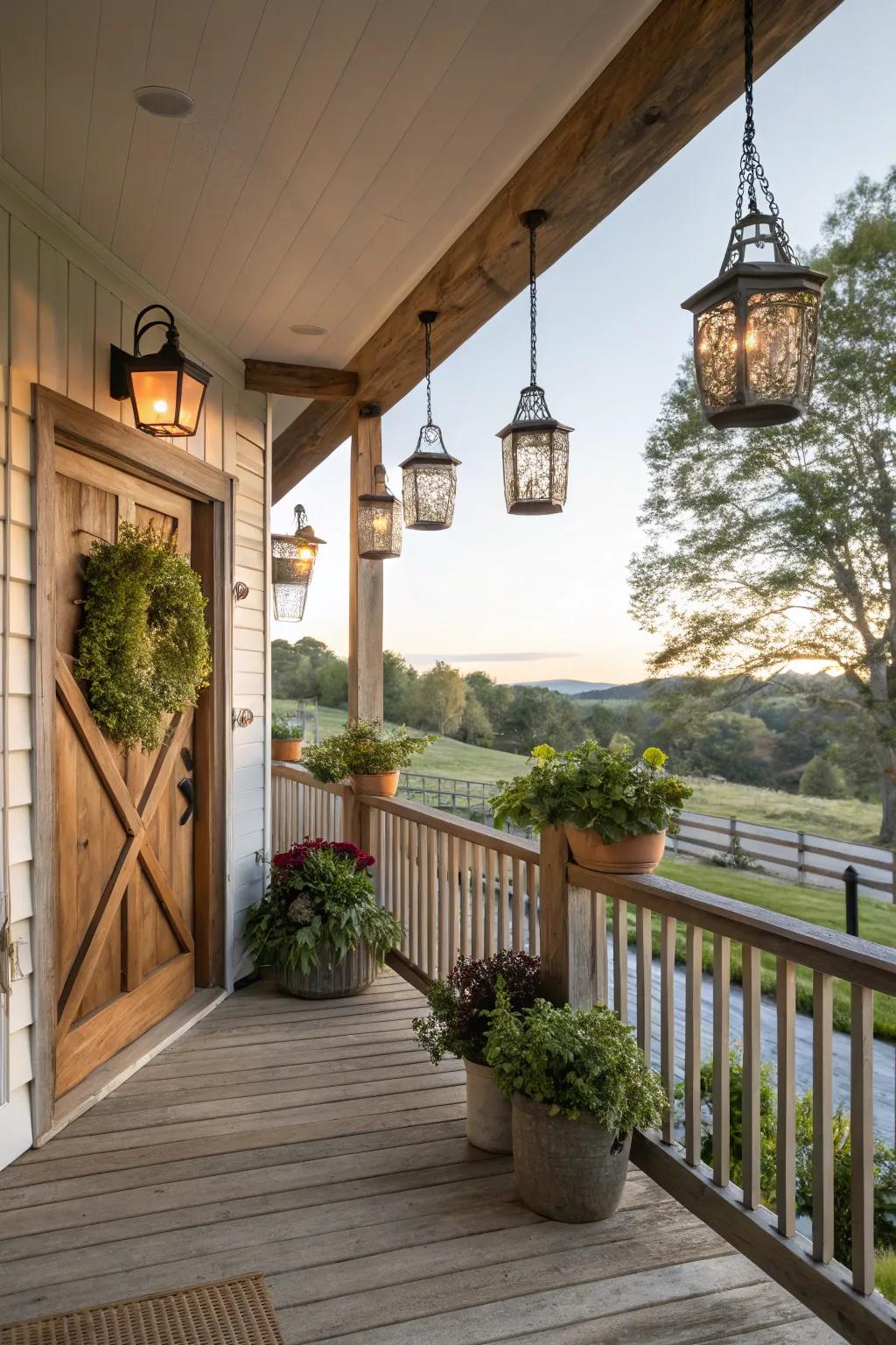 Lanterns make a charming outdoor display.