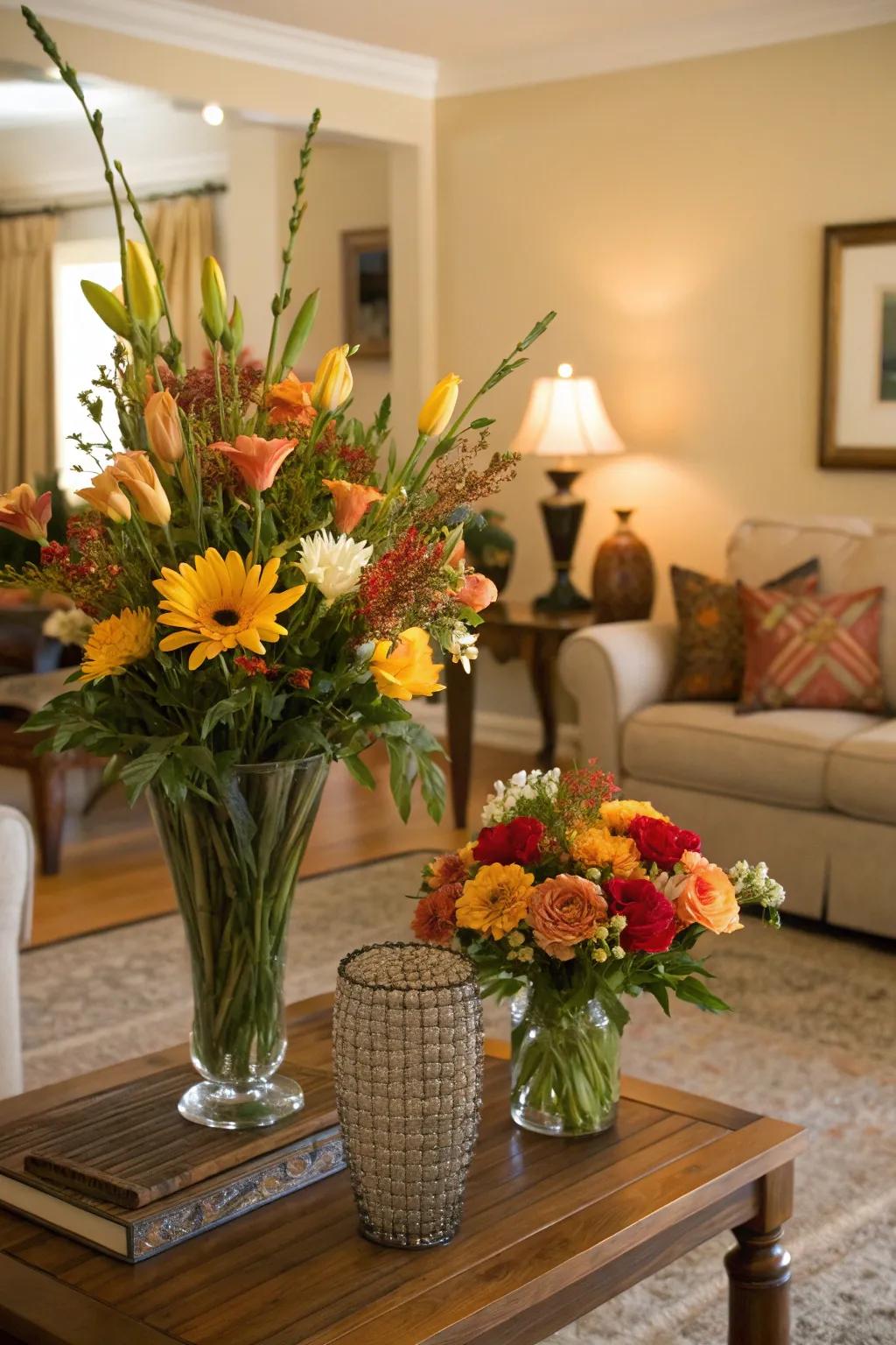 Maintain a fresh ambiance with seasonally inspired floral designs.