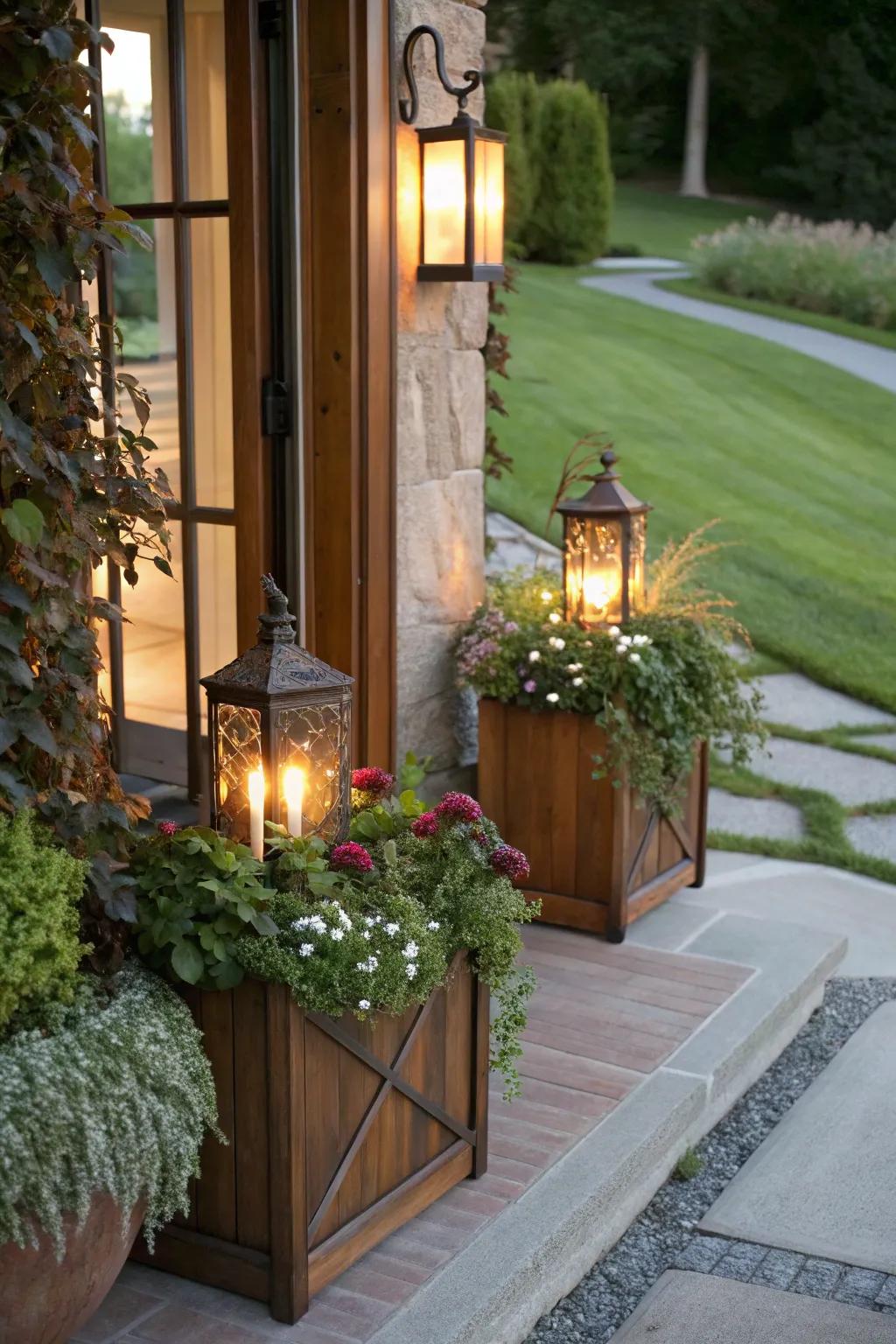 Enhance your entrance with lighting.