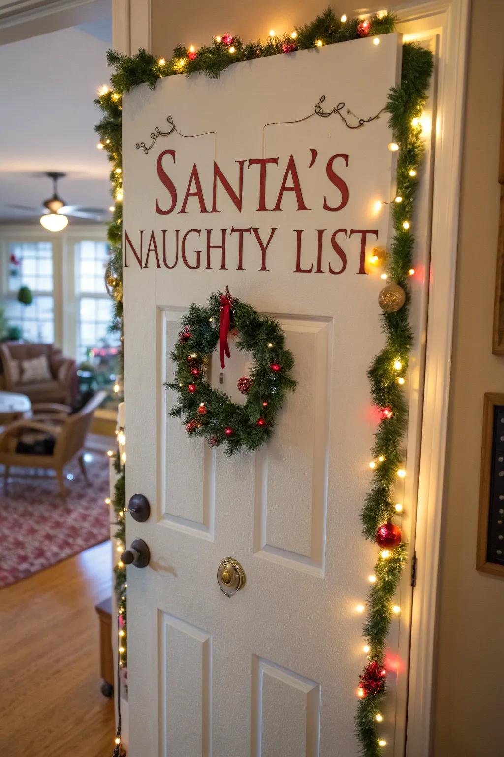 A jovial Naughty List bestows laughter and holiday cheer upon your doorstep.