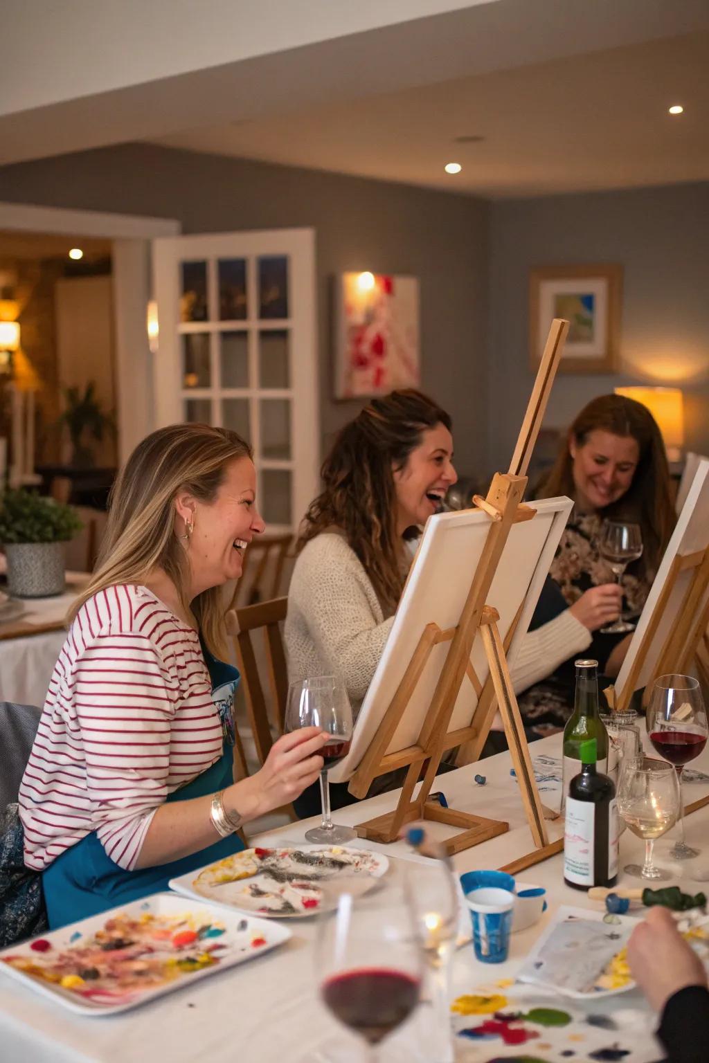 A creative and relaxing wine and paint night for Galentine's Day.