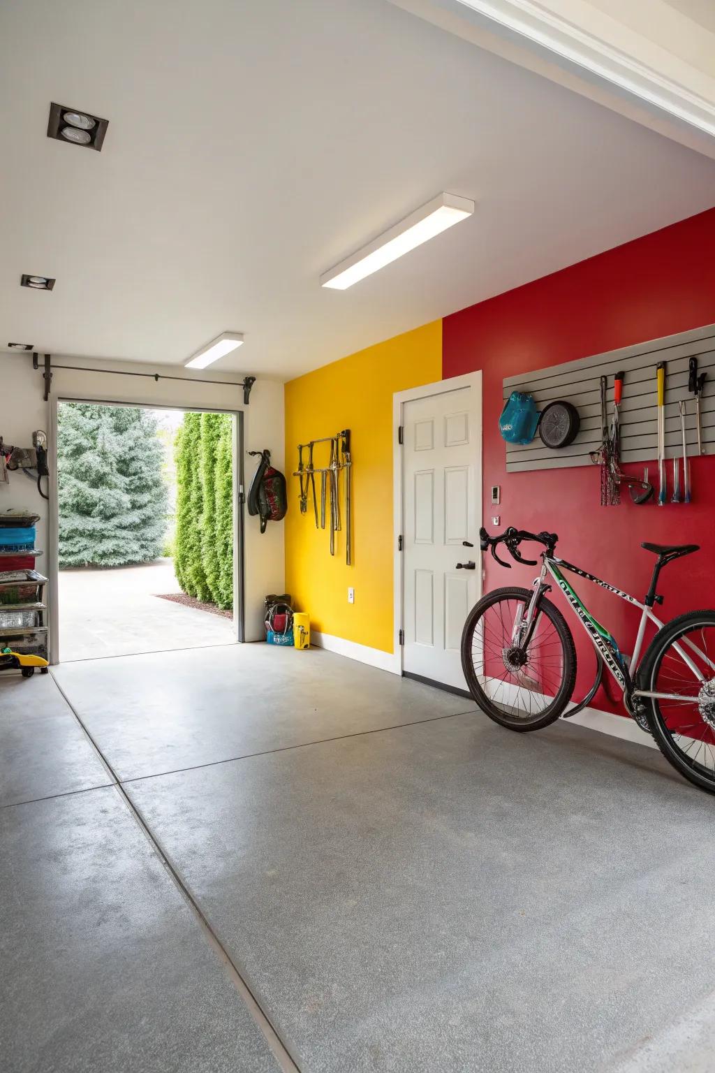 Bold paint colors can transform garage walls into a statement feature.