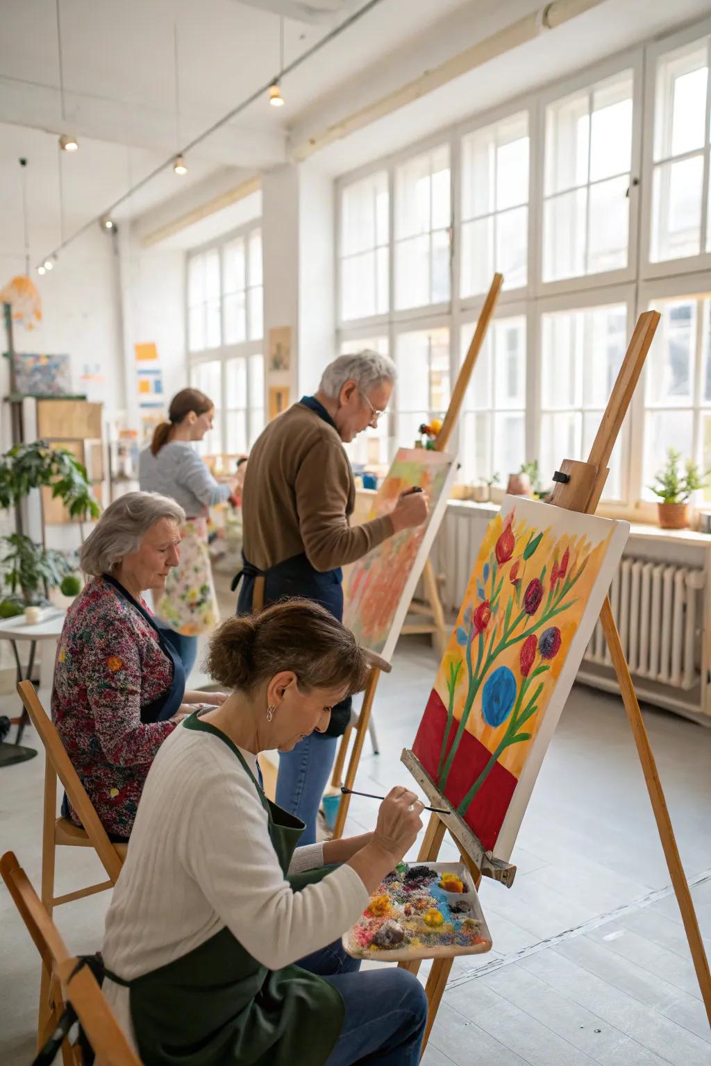 Art workshops offer a creative and social experience for enthusiasts.