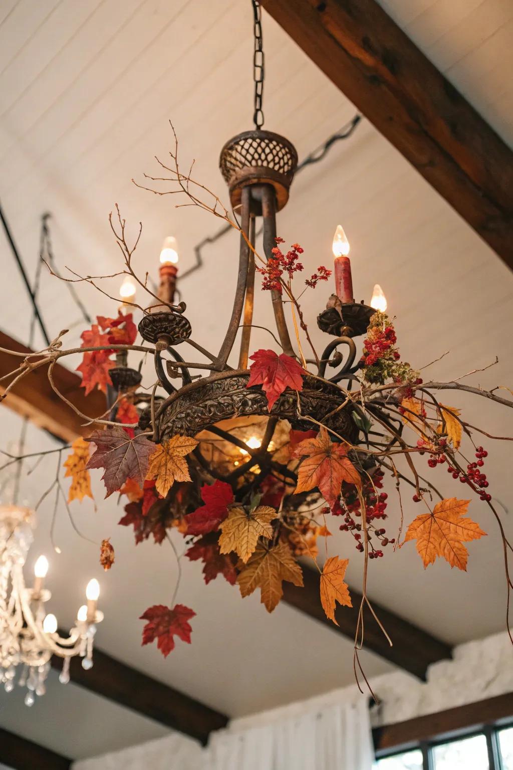 Branches and leaves add a natural touch to Halloween decor.