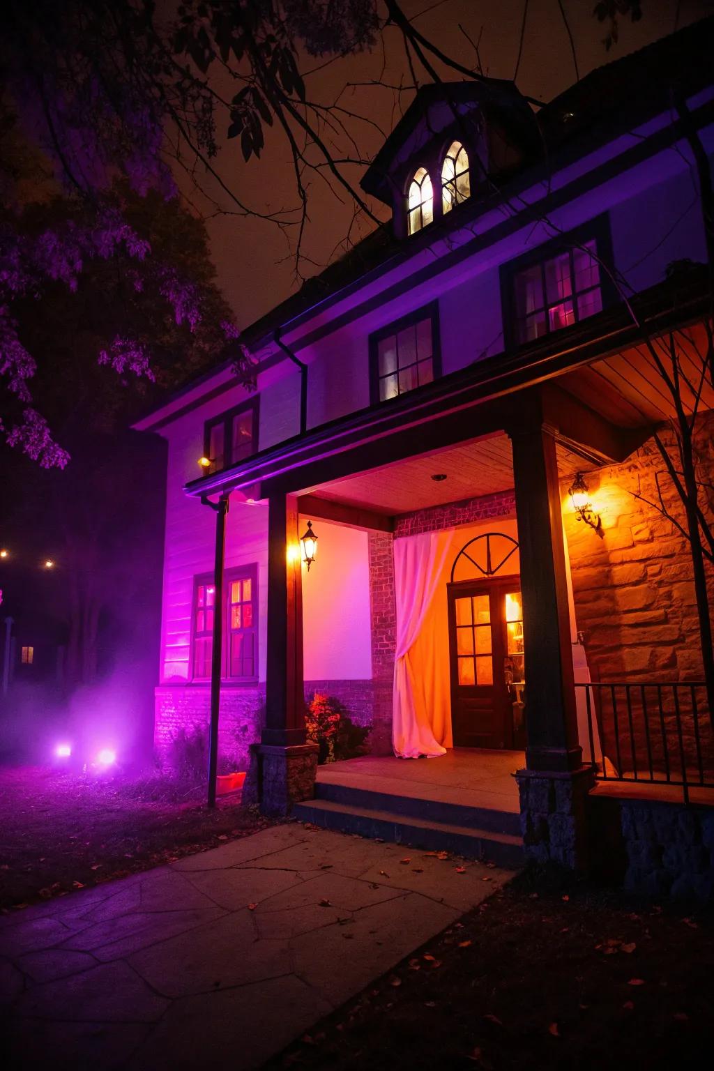 Set the mood with ambient Halloween lighting.