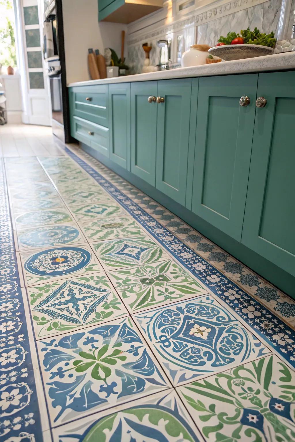 Express your style with patterned kitchen tiles.