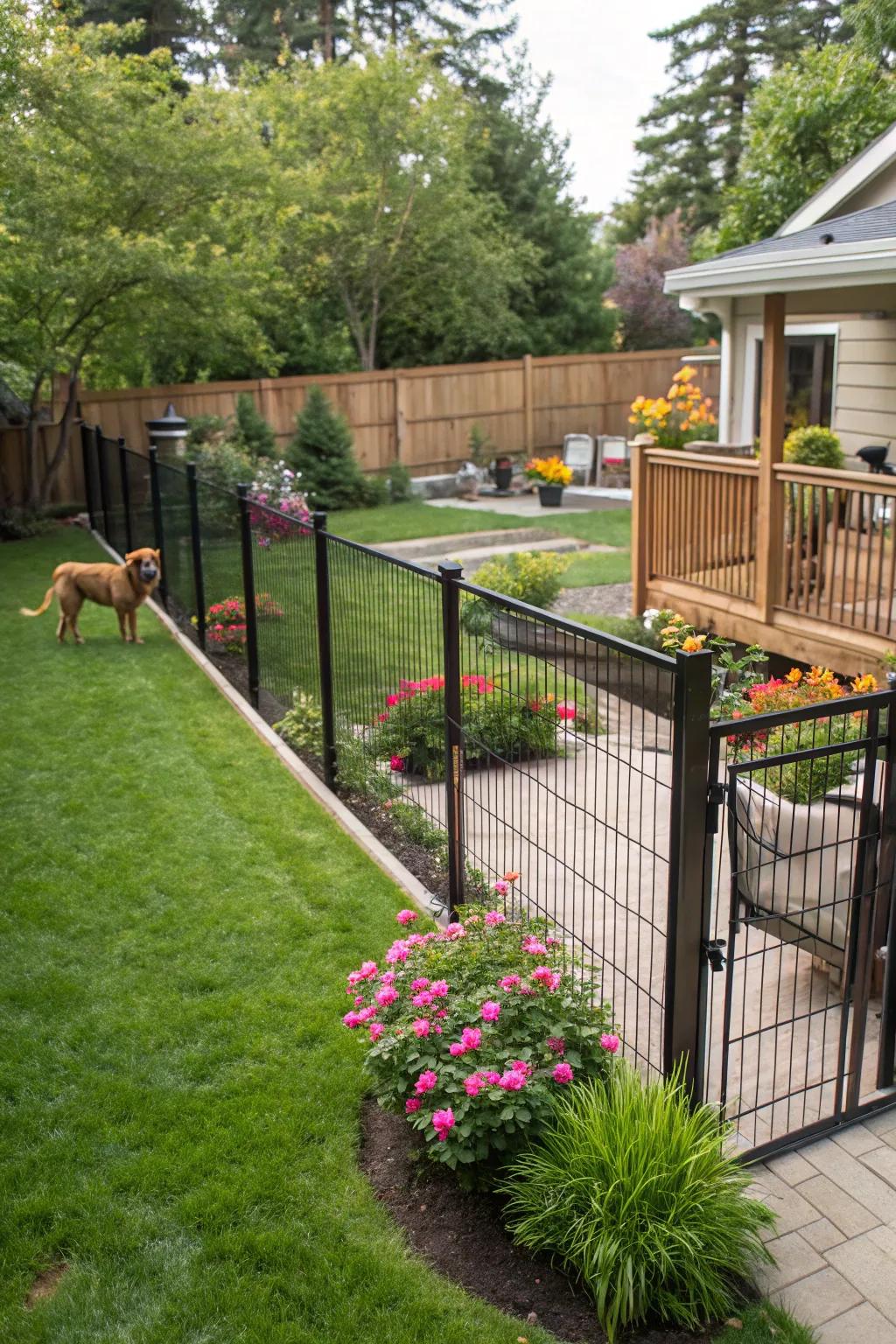 Secure fencing that enhances the backyard's overall design.