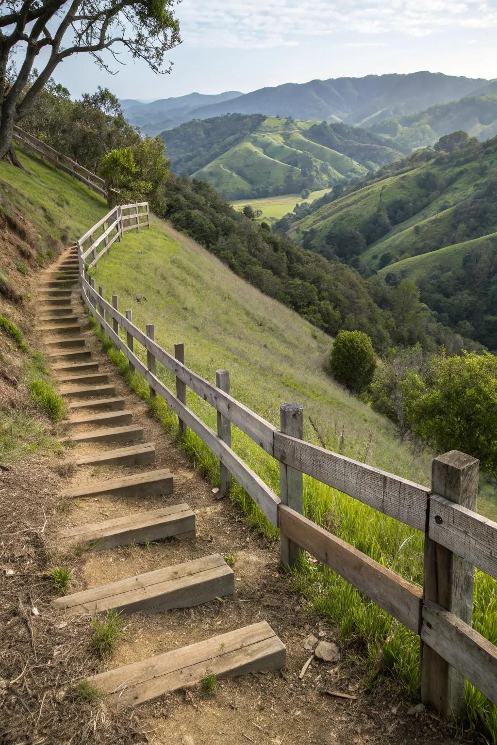 Tackle slopes with a stylish stepped horizontal fence design.