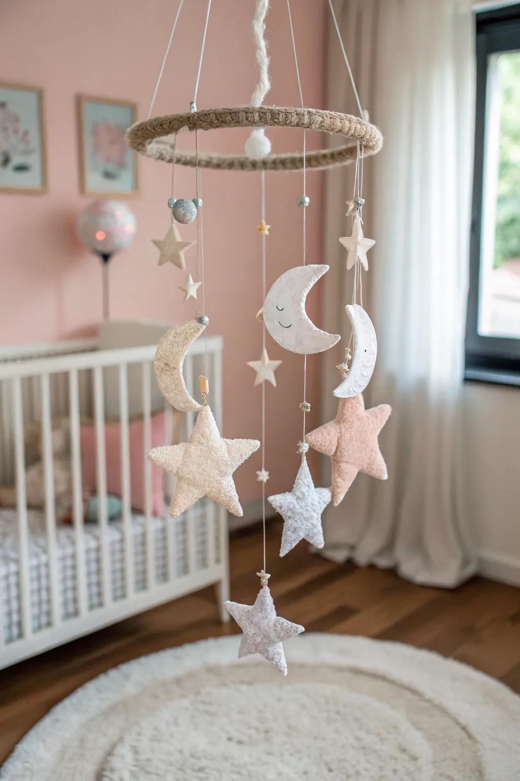 A celestial nursery mobile constituting an unforgettable gift.