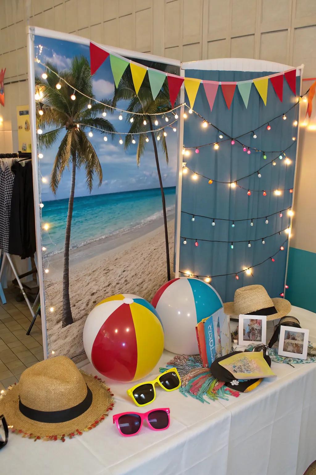 A delightful and playful snapshot station arrangement optimal for capturing seaside recollections.