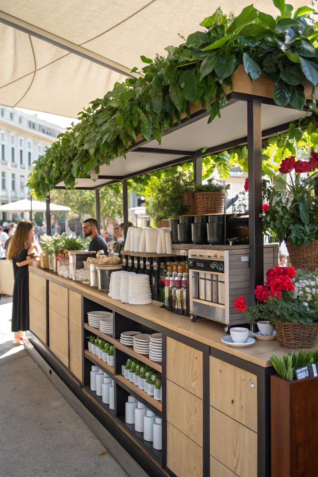 A well-organized coffee bar with ample storage for all your coffee essentials.