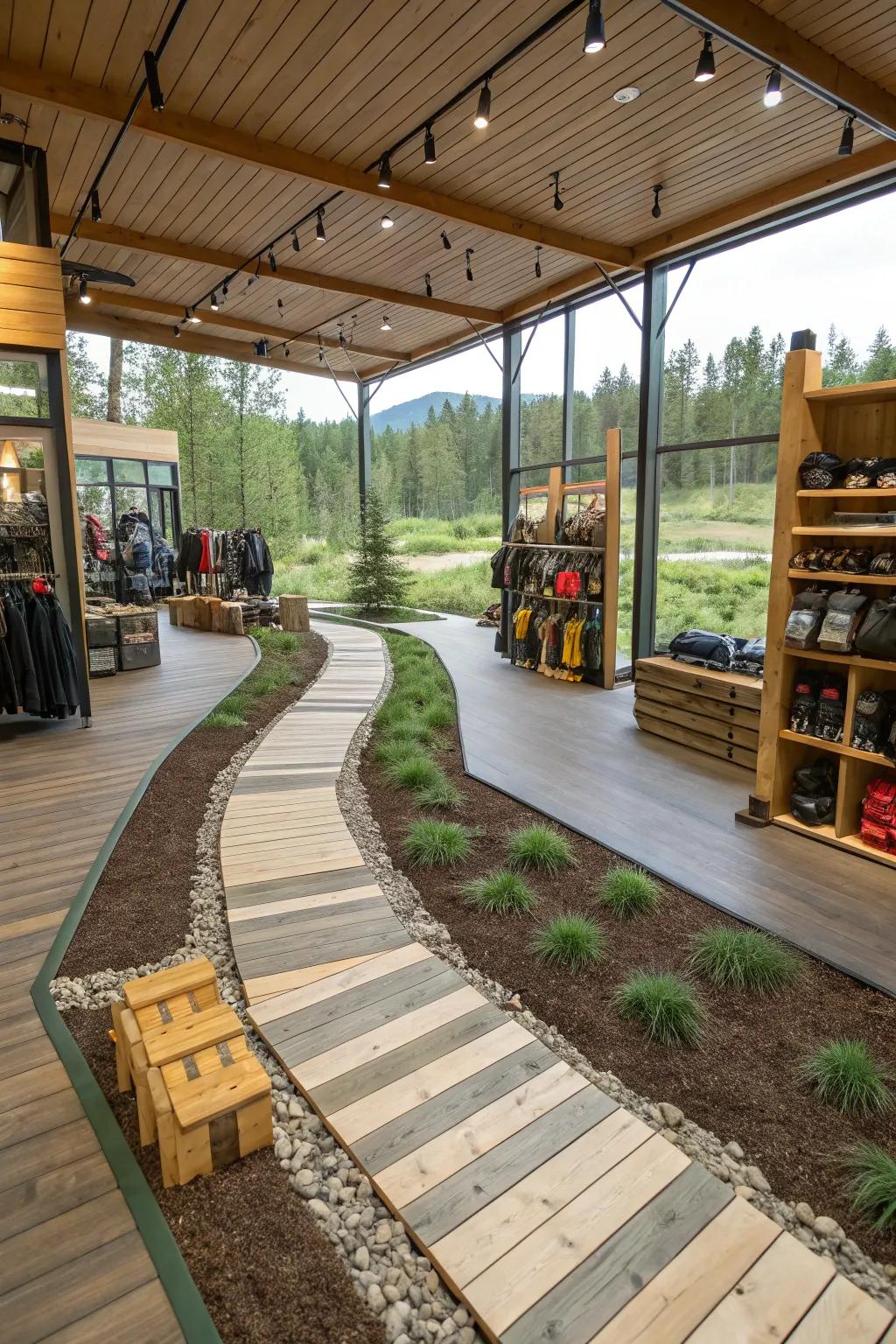 Organized layouts mirroring nature trails, ensuring a streamlined flow for customers.