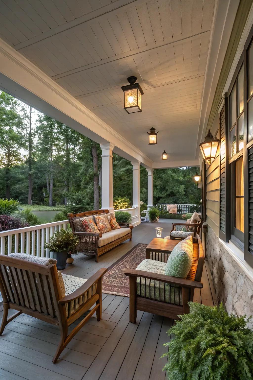 Seating nooks transform porches into inviting escapes.