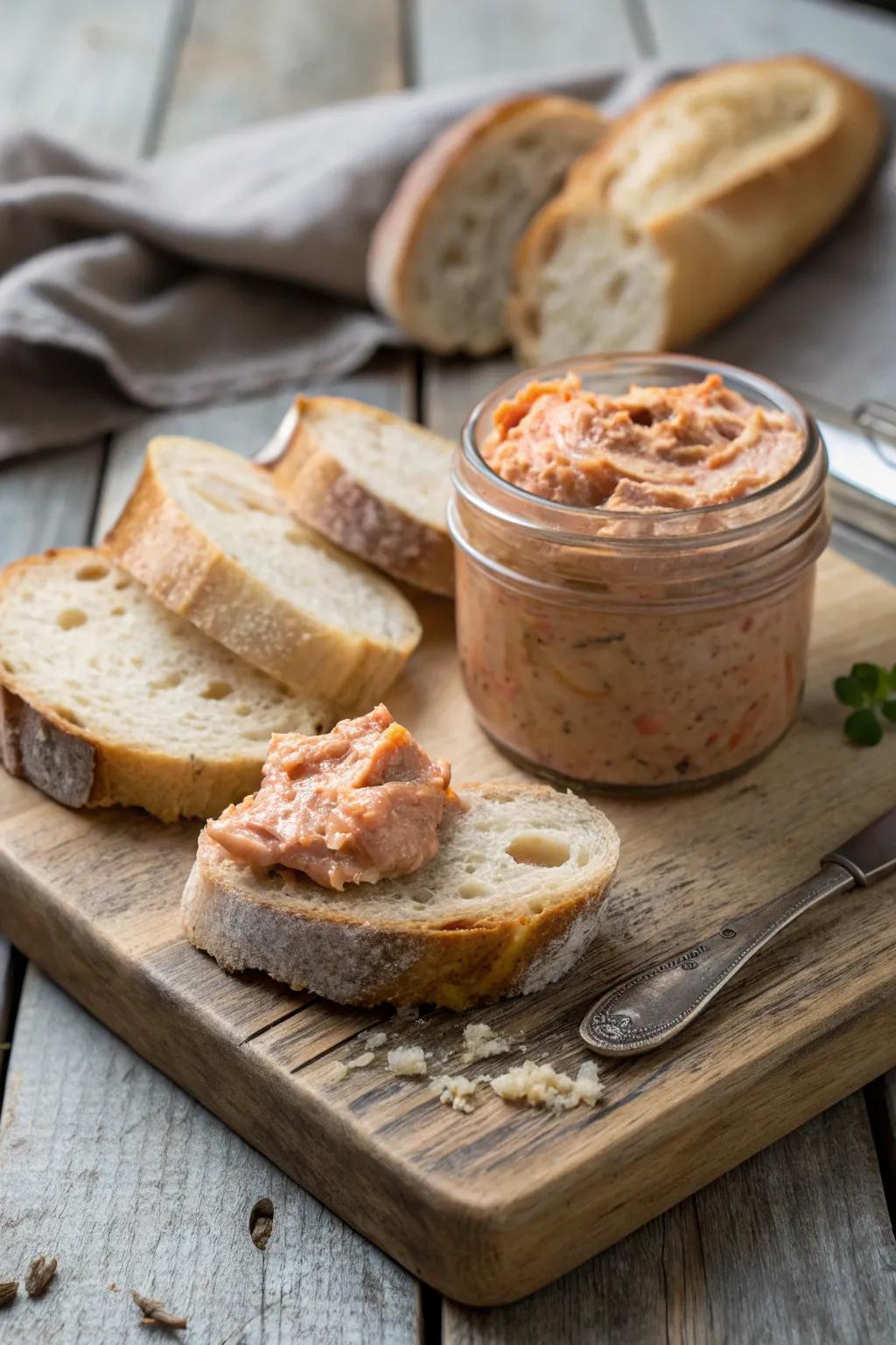 Salmon rillettes, a luxurious spread for a sophisticated picnic.