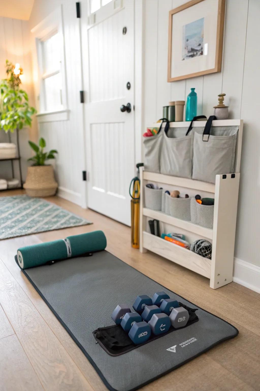 Yoga mats with storage keep your space organized and ready for practice.