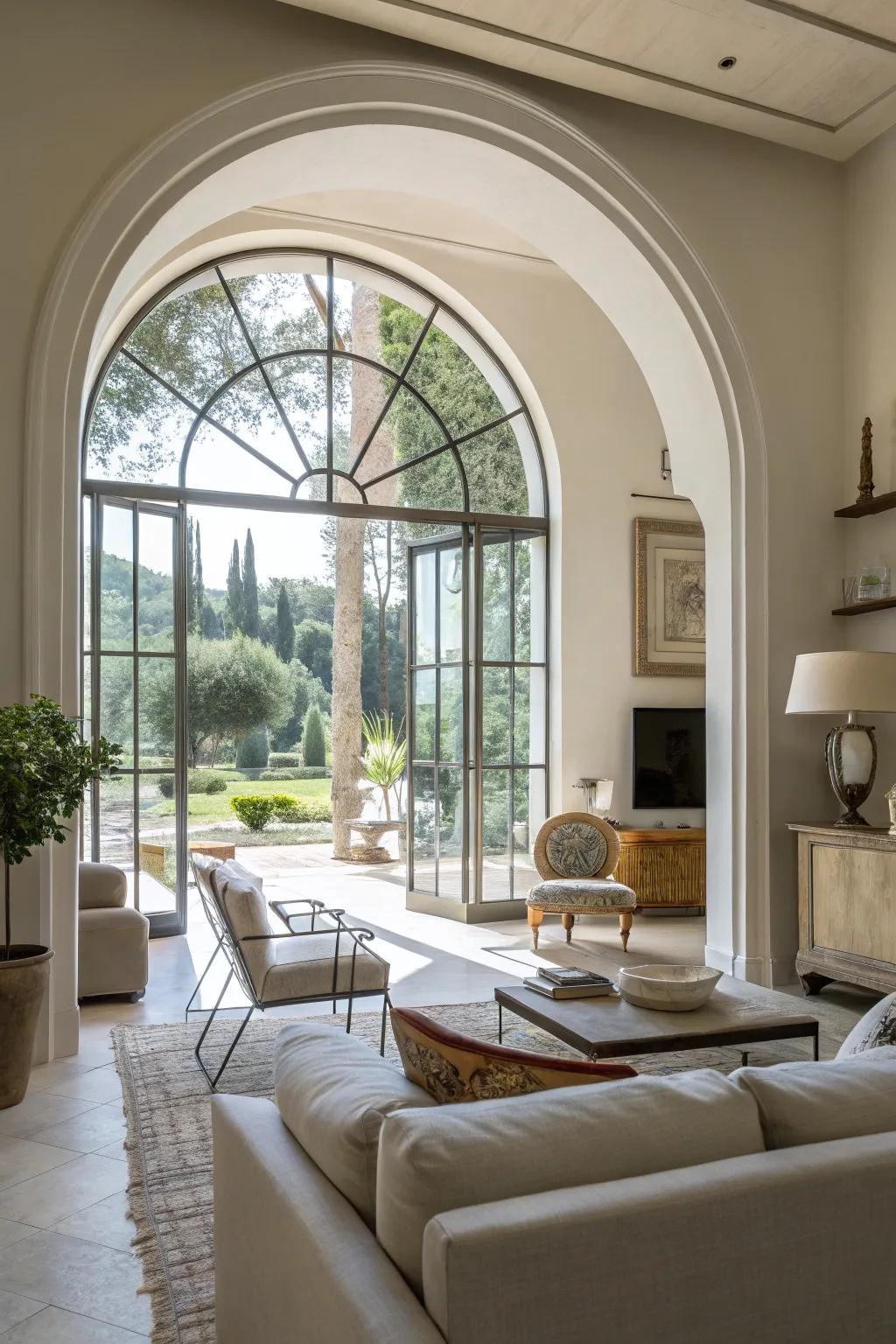Distinct frame shapes impart architectural intrigue to the decor.