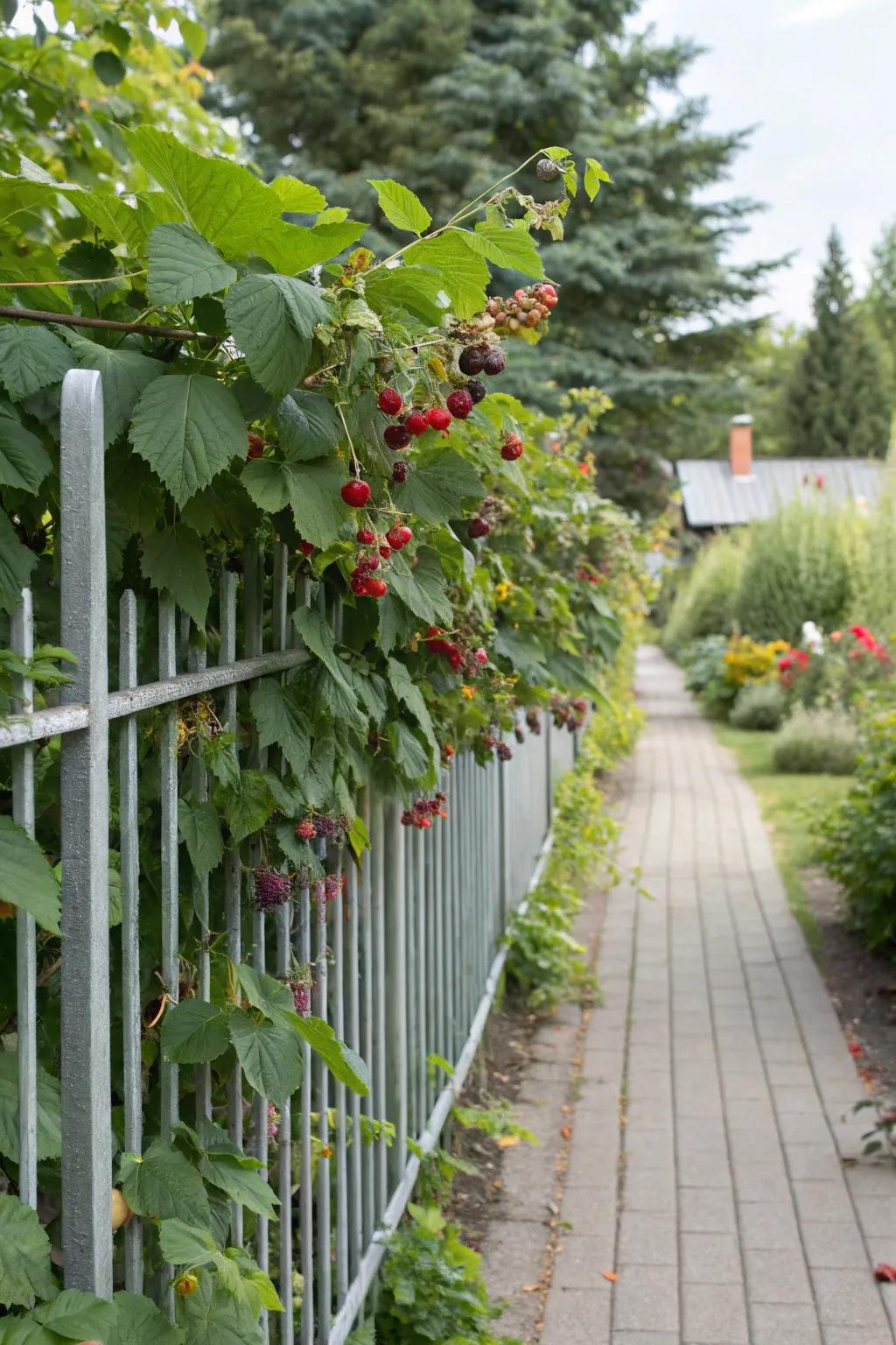 Edible plants add beauty and function to your fence.