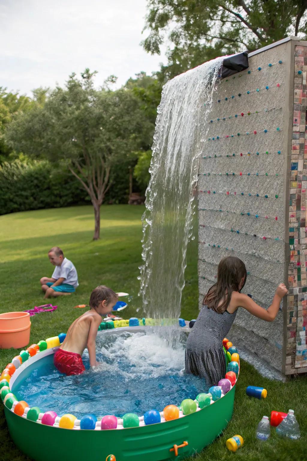 Endless fascination with a DIY water wall.