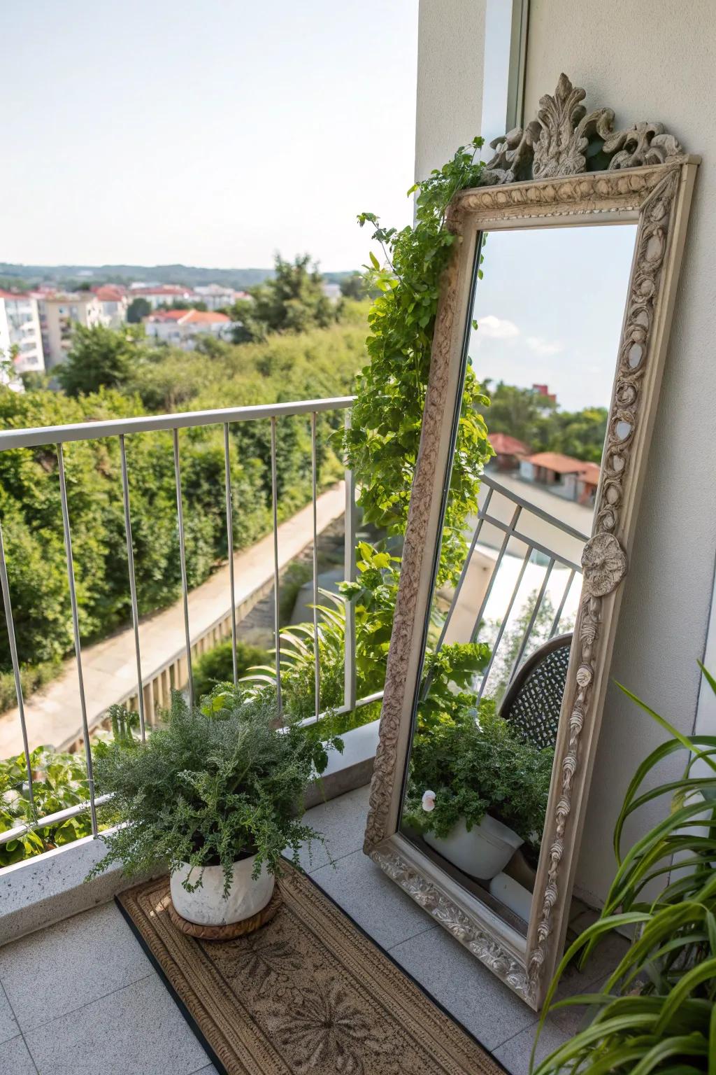 Mirrors can make your balcony feel more spacious and inviting.