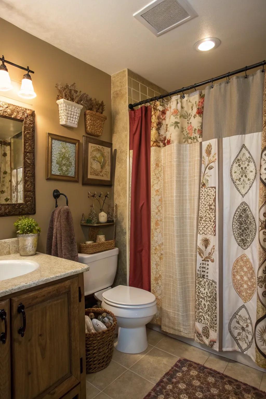 Mix and match styles for a unique and eclectic bathroom look.