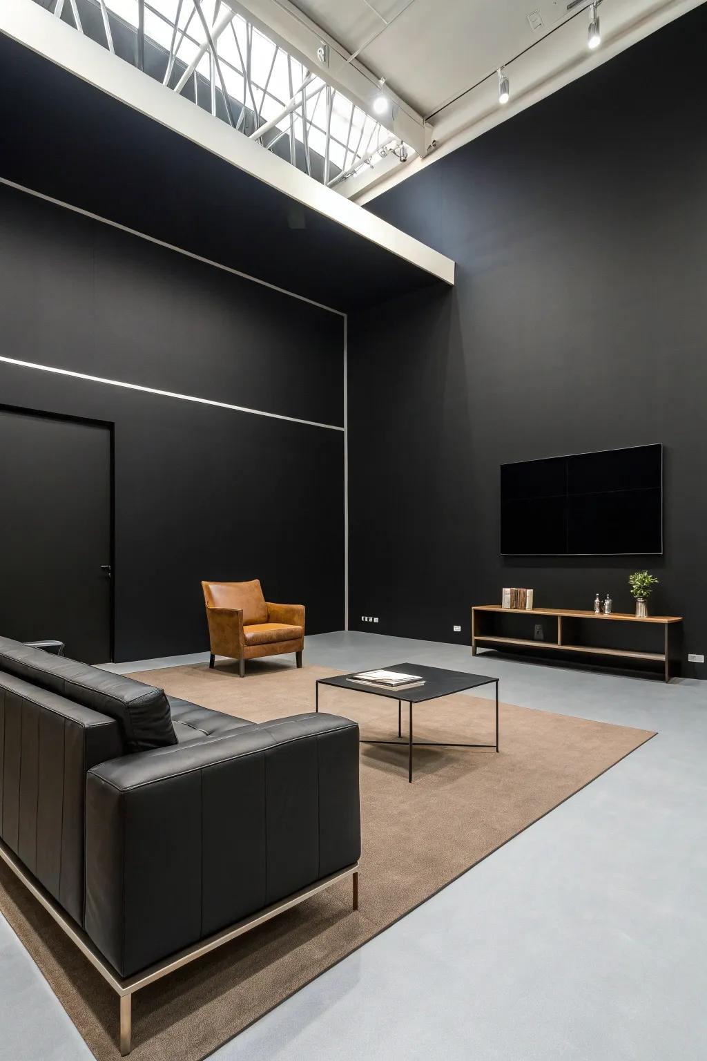 Uncluttered minimalist design that enhances the boldness of dark hues.
