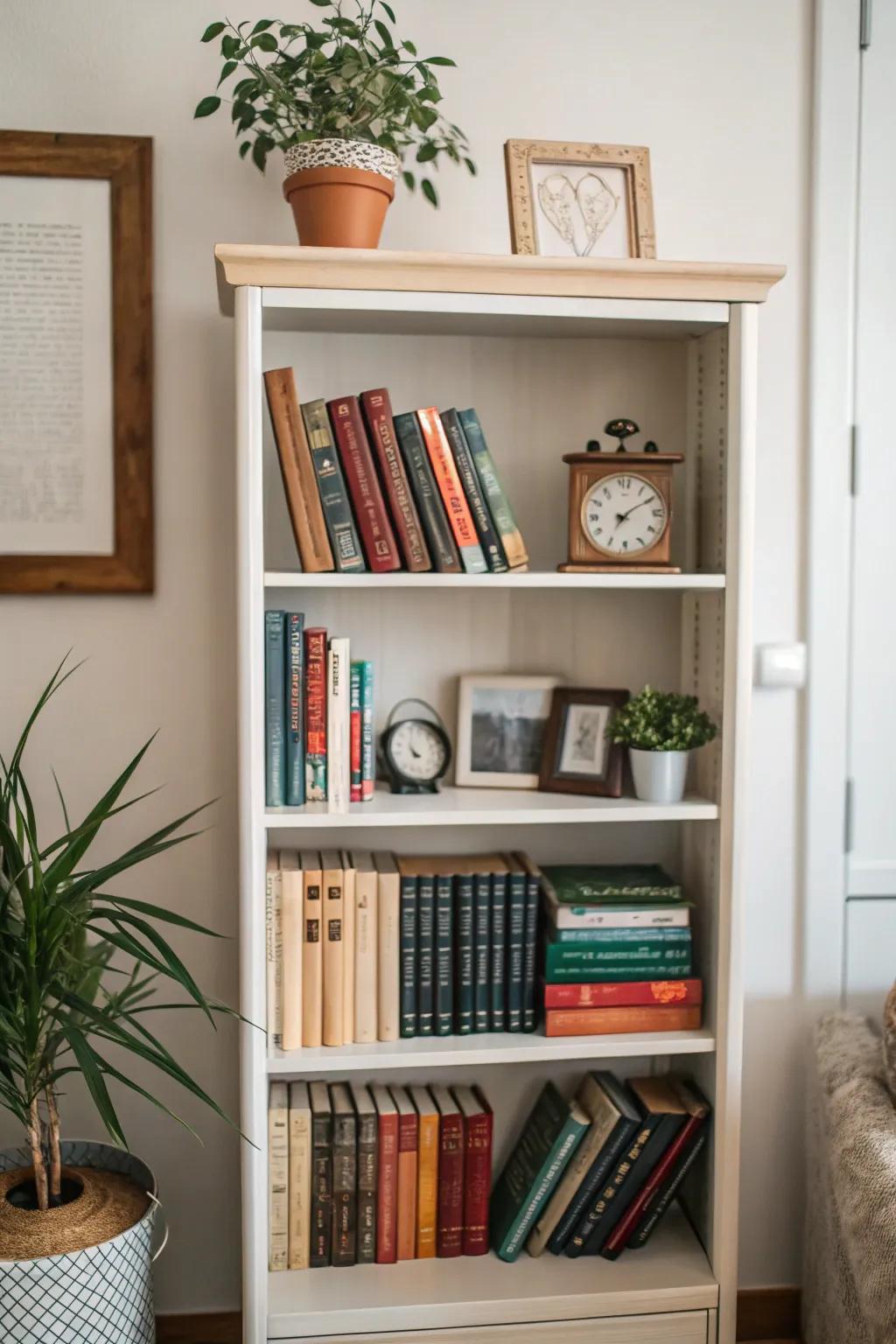 Find the perfect balance between function and decoration in your bookcase.