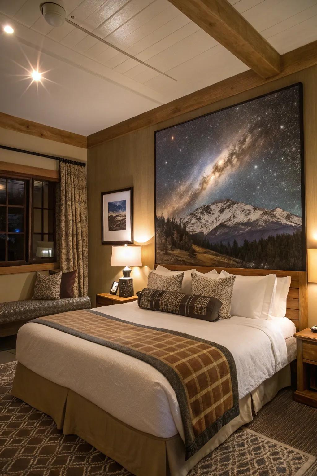 Celestial paintings inspire wonder in your personal space.