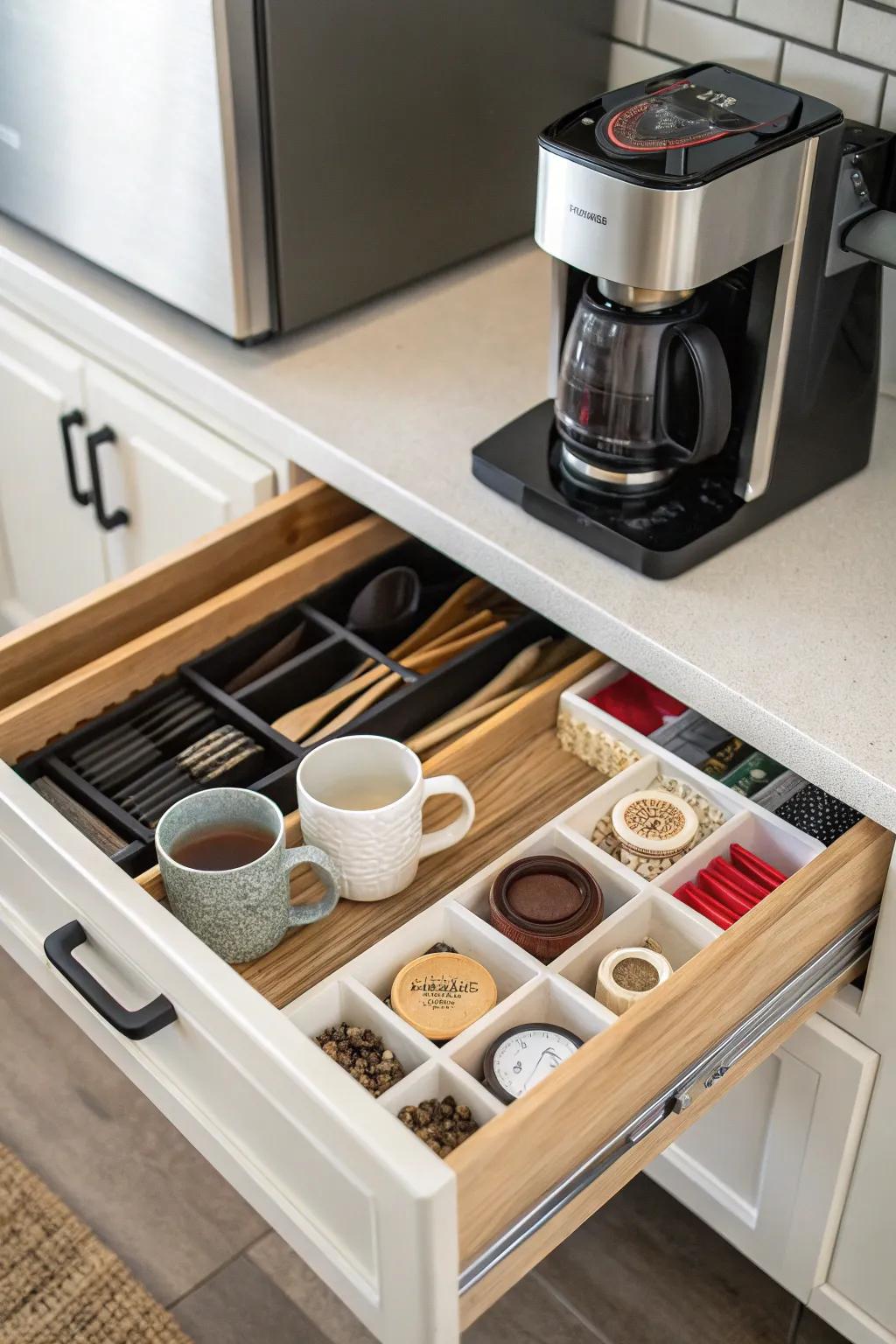 Make the most of organizing with drawer dividers.