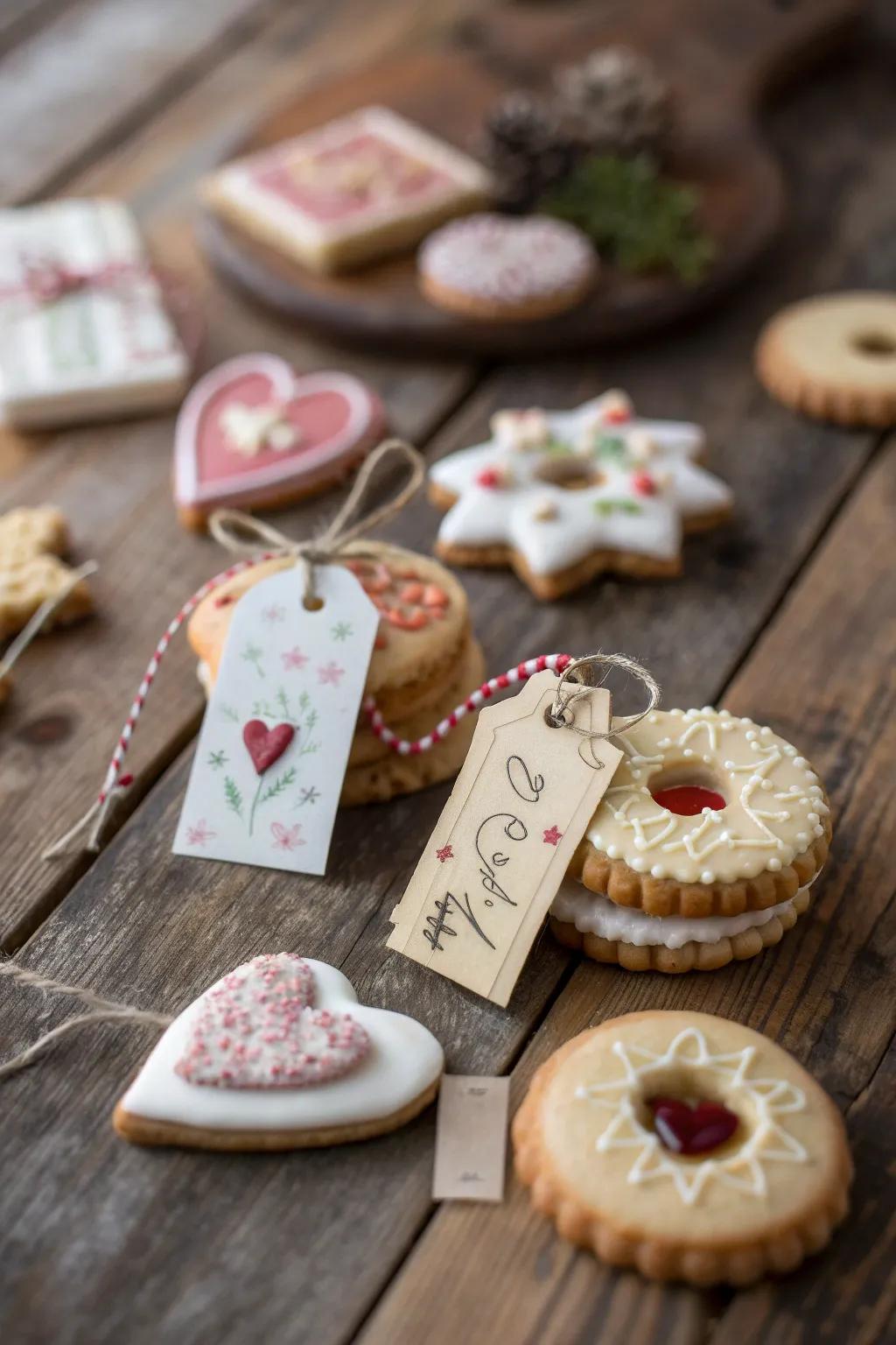 Personalized cookie tags for a thoughtful detail.