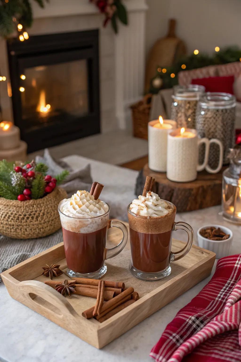 A warming beverage station for chilly gatherings.