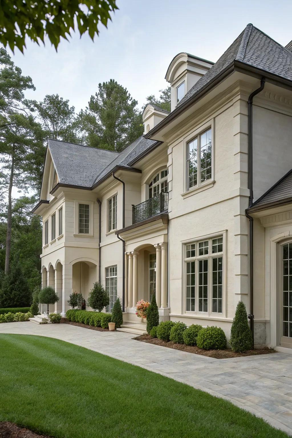 Architectural harmony is achieved with complementary window trims.