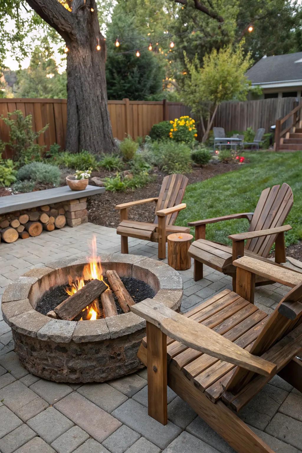 Wooden capstones add a warm, rustic touch.