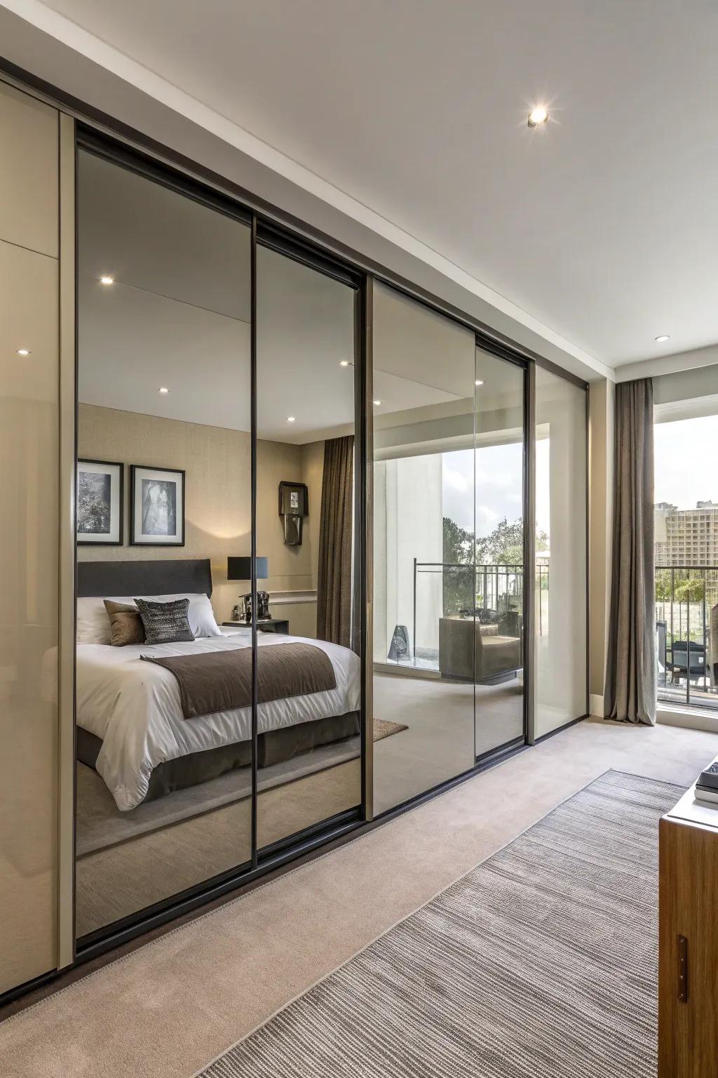 High-gloss doors provide a polished and modern aesthetic.