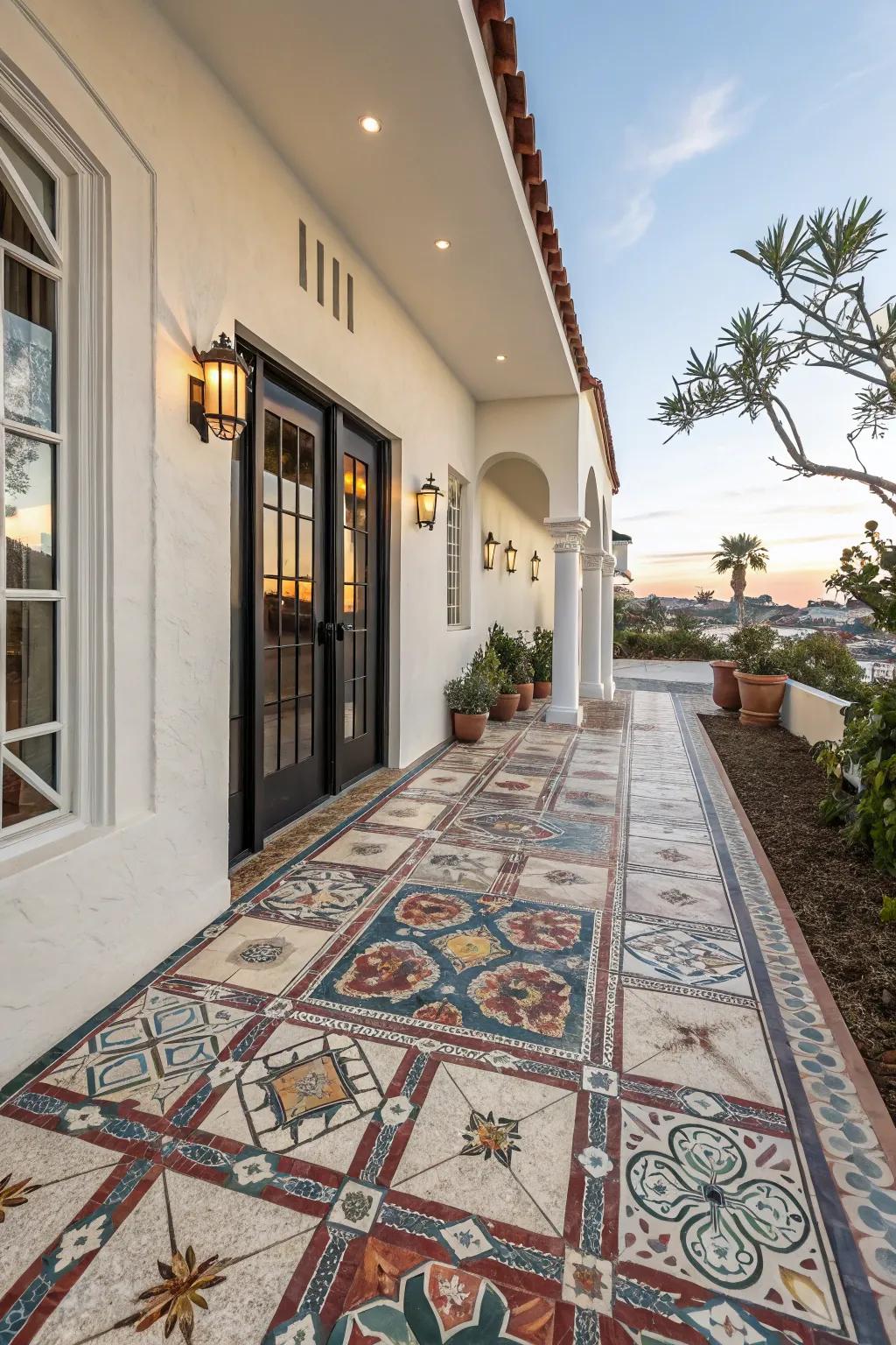 Make a statement with bold tile patterns on your patio.