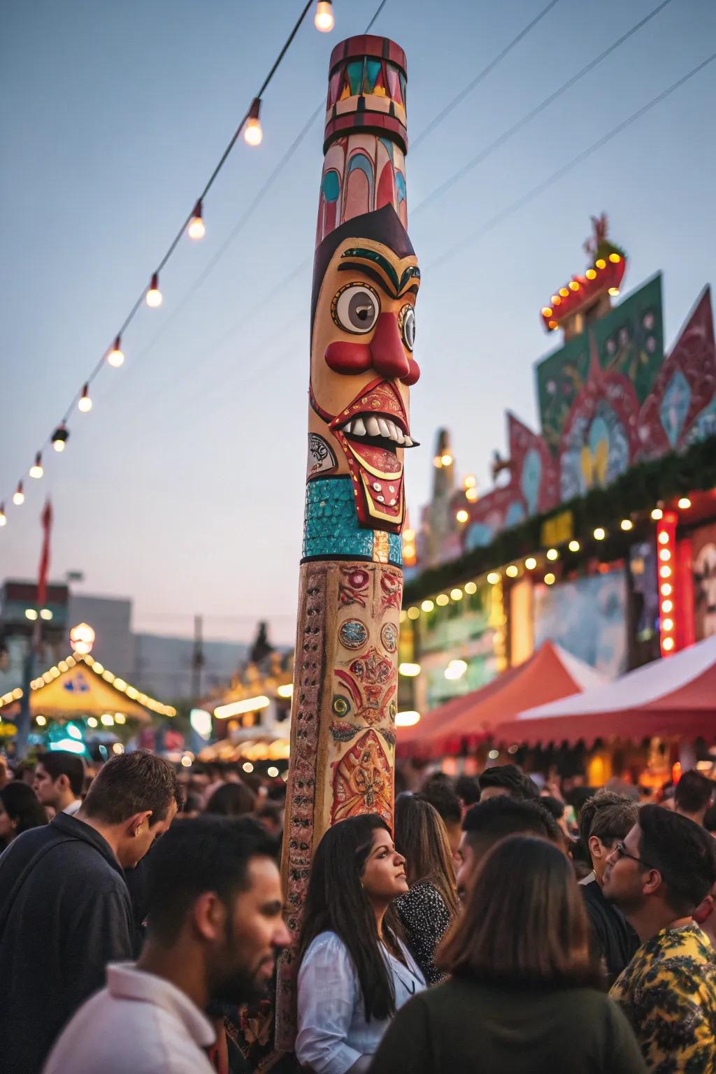 Meme totems bring internet humor into the festival atmosphere.