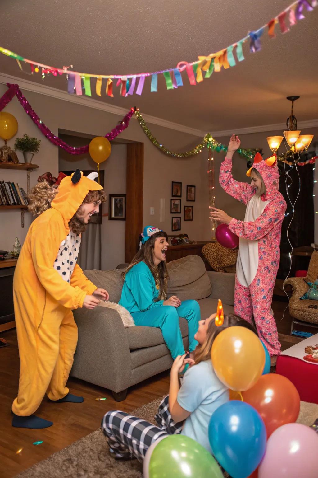 A cheerful themed costume party celebrating Galentine's Day.