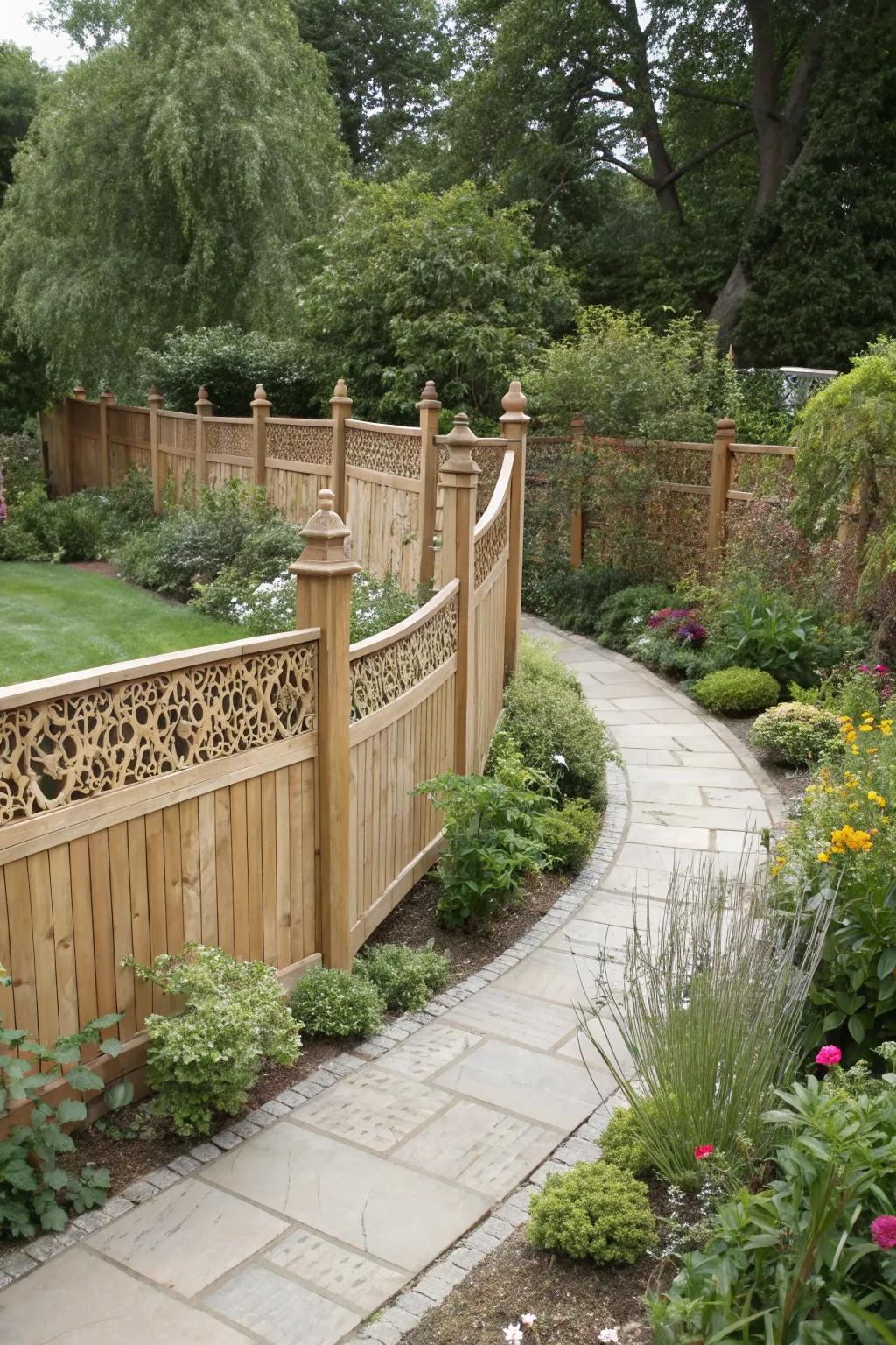 A custom-built fence perfectly tailored to fit the garden's unique layout.