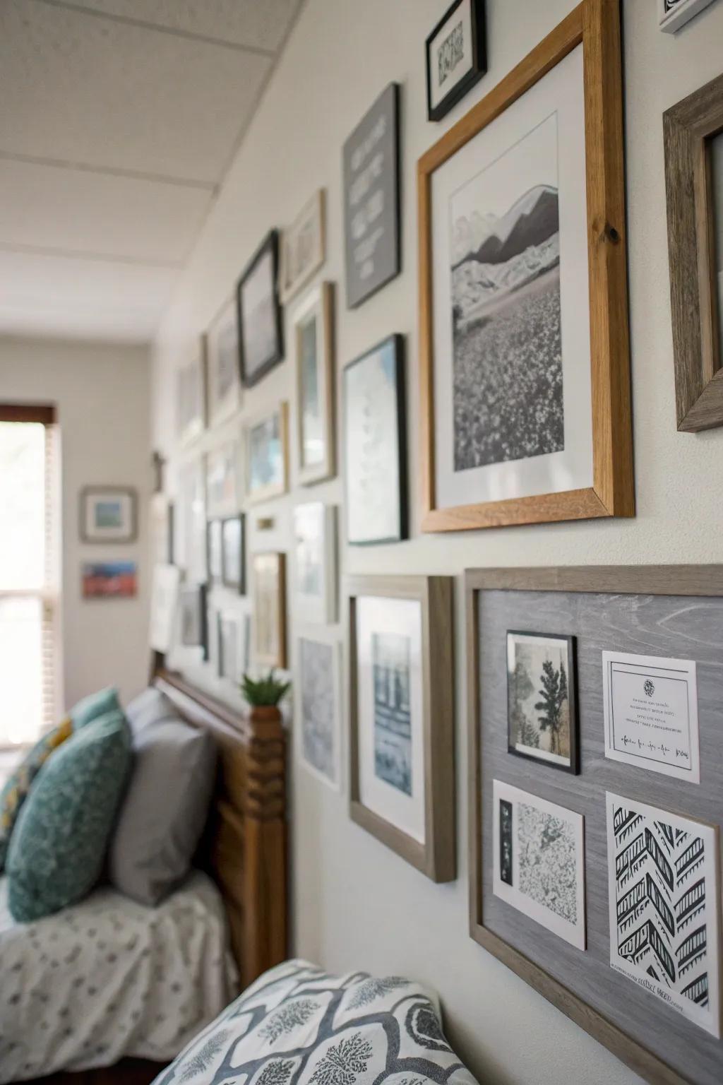 Create a personal art gallery in shades of grey.