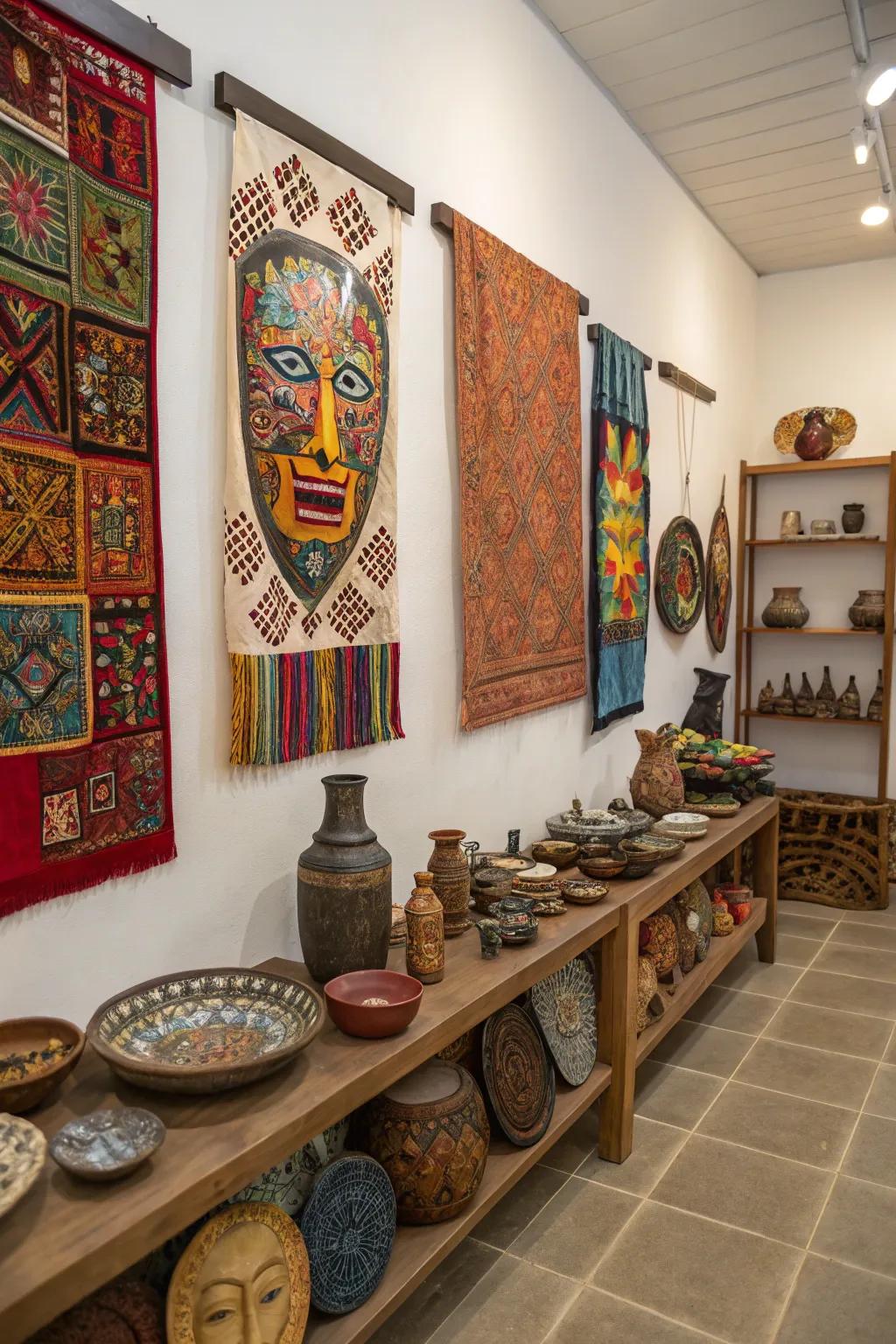 Cultural elements contribute a world-traveled aesthetic.