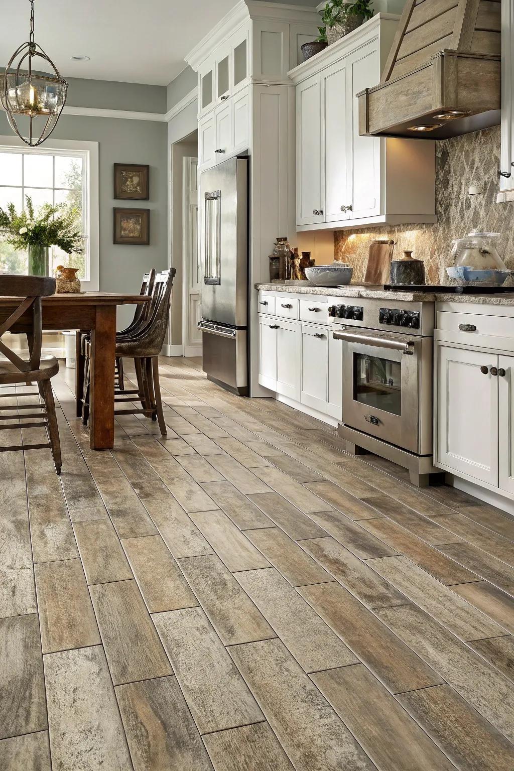 Enjoy the charm of wood with the durability of porcelain.