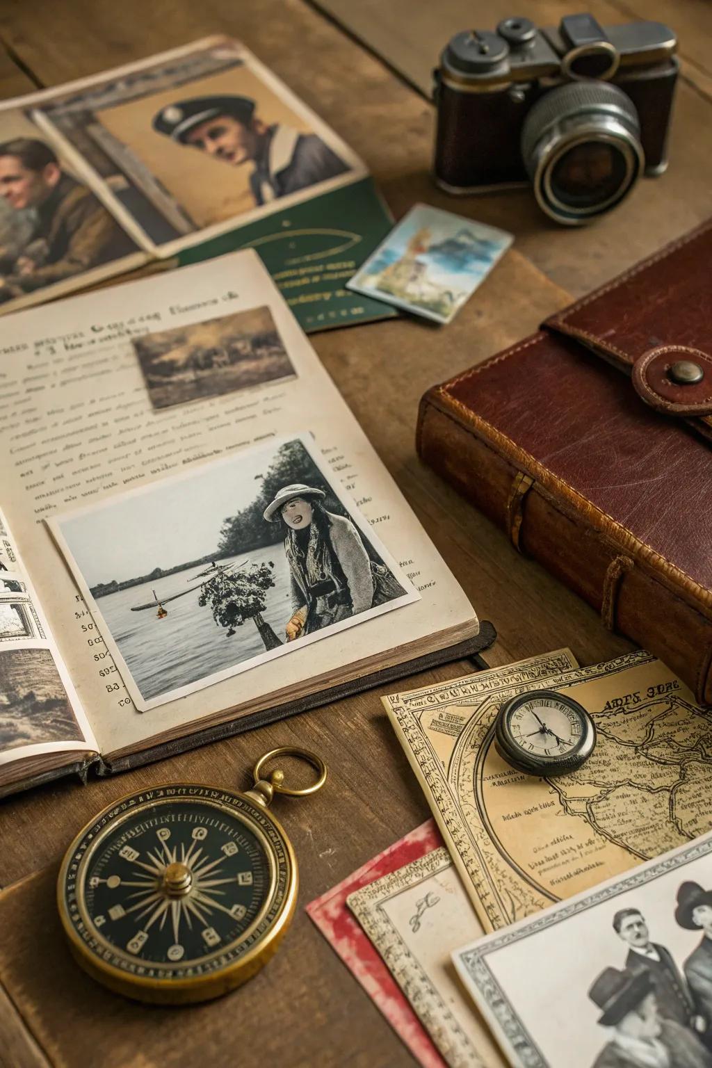 A vintage mood board with nostalgic elements and antique finds.