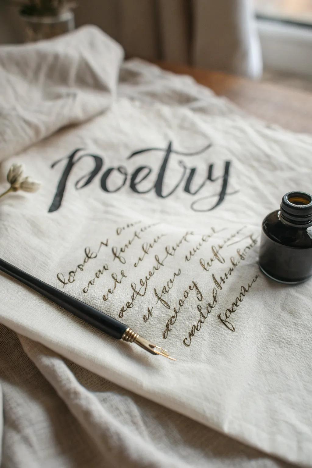 Calligraphy infuses poems with handcrafted elegance.